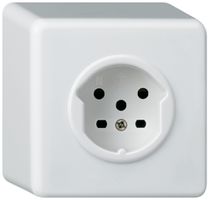 AP-Steckdose basico T15 weiss Schraubklemmen