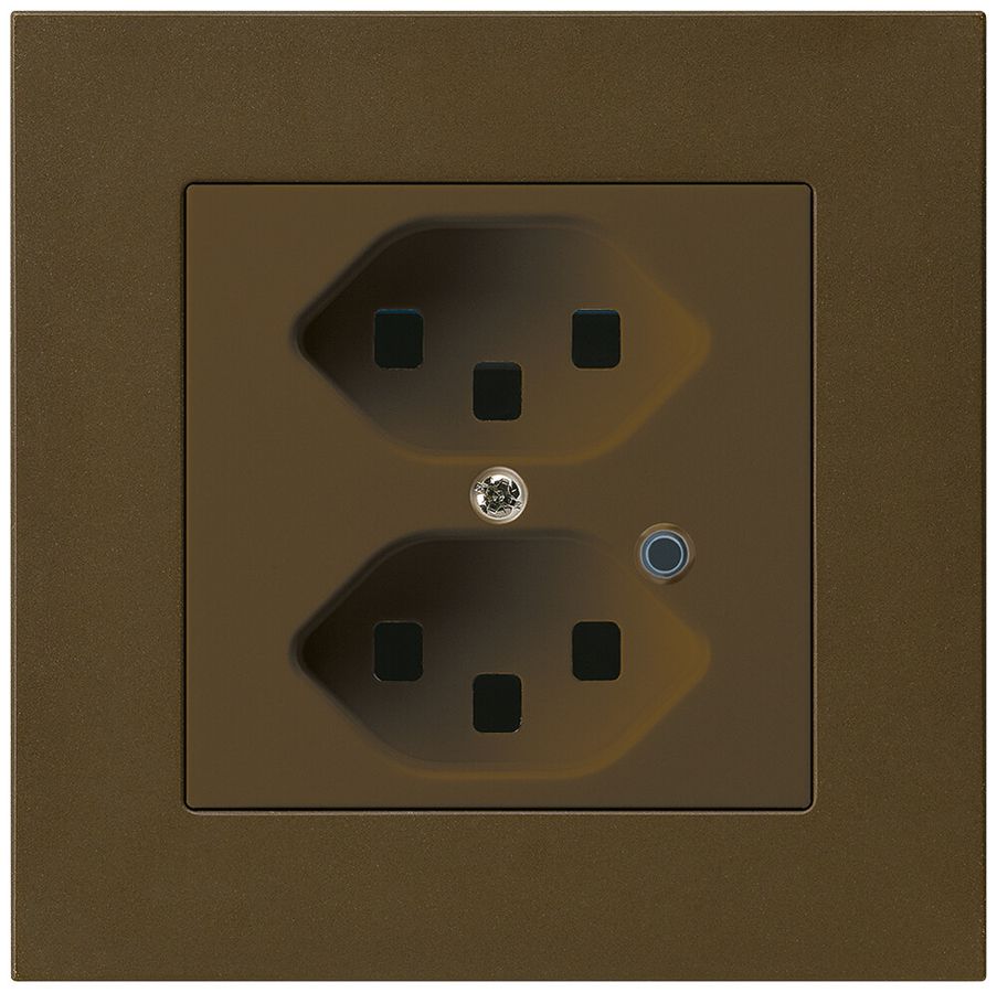 Prise ENC Hager kallysto.pro 2×T23 illuminé C brun