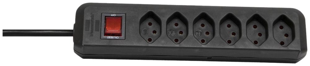 Prise multiple cleverLINE interrupteur 6×T13 H05VV-F 3×1mm² 2m noir