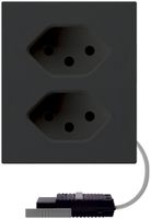 FLF-Steckdose Hager 2×Typ 13 mit Rundkabel-Dose L2 D schwarz