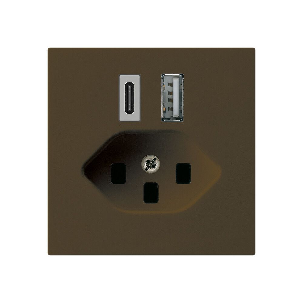 Prise de charge USB kallysto 18W PD 1×type A 1×type C T23 brun