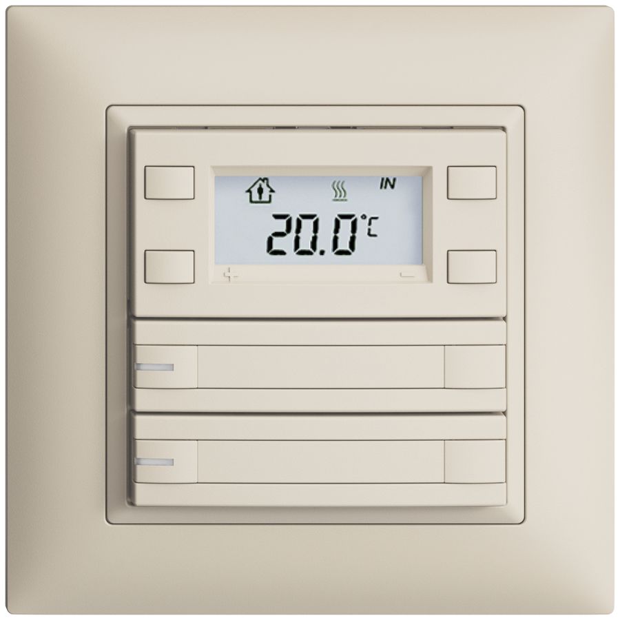 Poussoir RTH ENC KNX 2× EDIZIOdue FMI crema, avec pap.+LED RGB