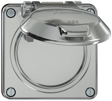 Steckdose FI ELEMENT 1×Typ 13 30mA 10A 250V IP55 mit Klappdeckel aluminium