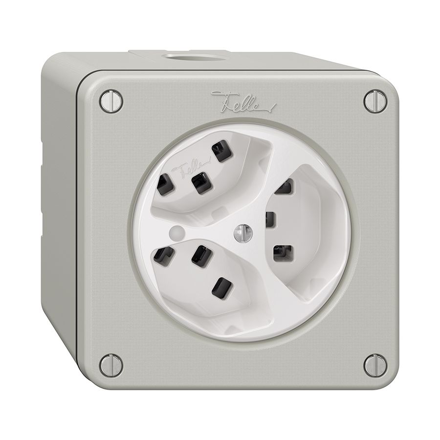 Prise NAPU NEVO, 3×T23, a.LED, gris clair