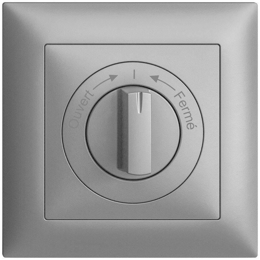 Kit frontal EDIZIOdue Ouvert->I<-Fermé silver 88×88mm pour contact pivotant