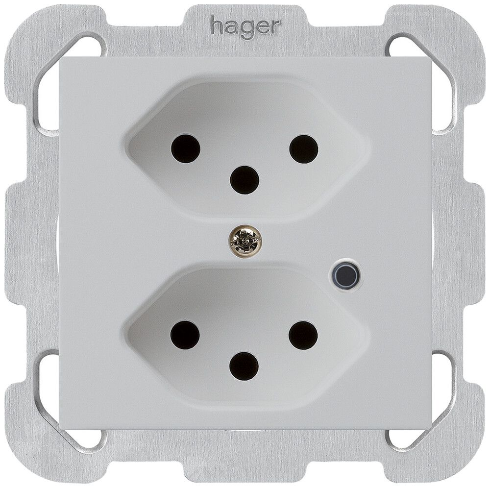 Presa INC Hager kallysto 2×T13 illuminato B grigio chiaro