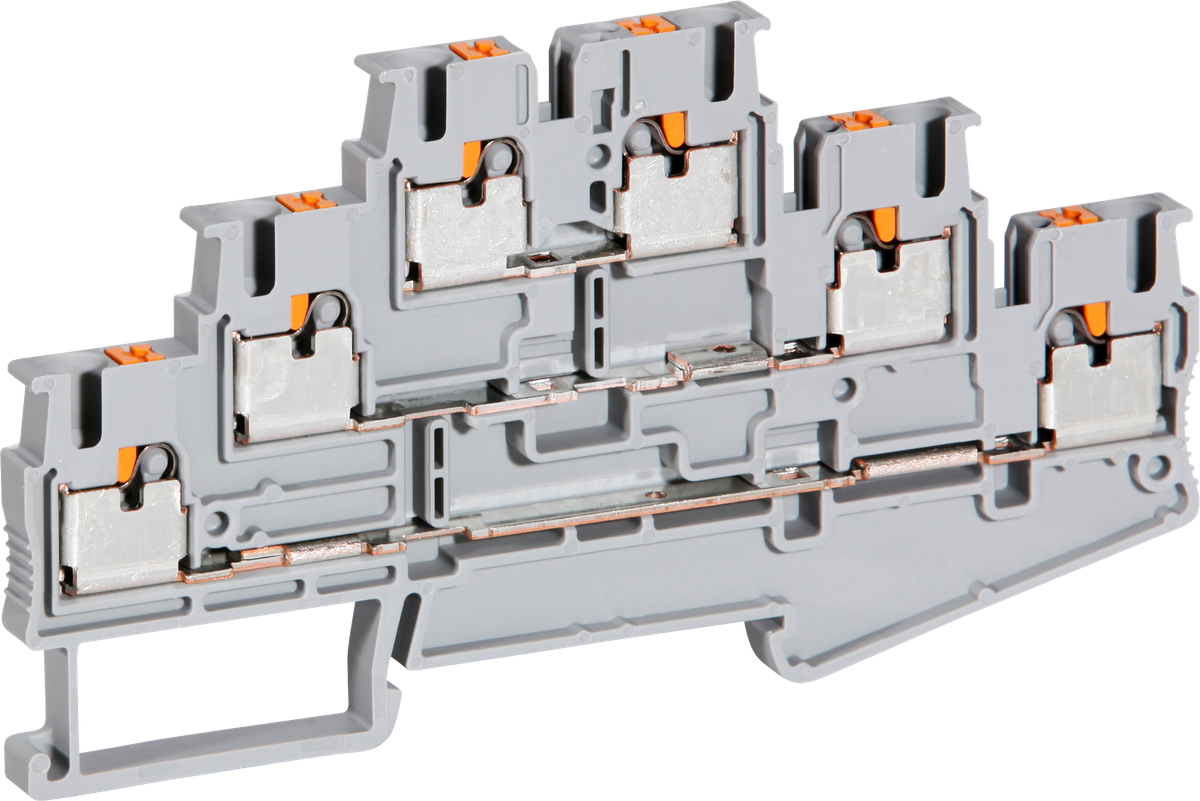 Borne 3 étages Push-in 0.14…4mm² gris
