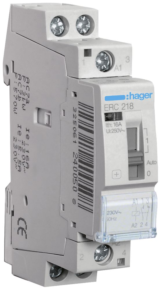 REG-Relais Hager 230VAC 1 Schliesser 1 Öffner 0 Wechsler 16A 230VAC 1TE