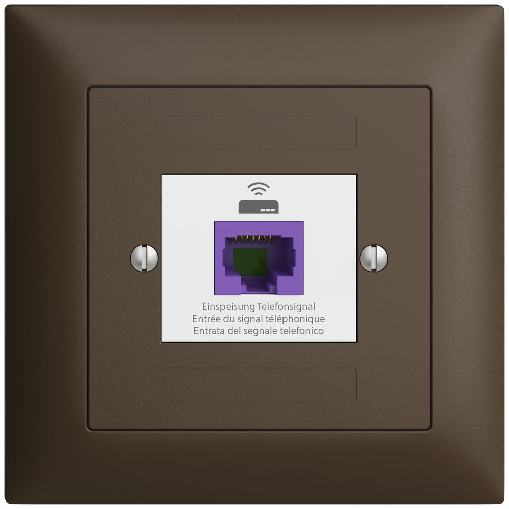 UP-Rückführungsdose EDIZIOdue FMI 1×RJ45 f.Swisscom VoIP, 8 polig, UTP, coffee