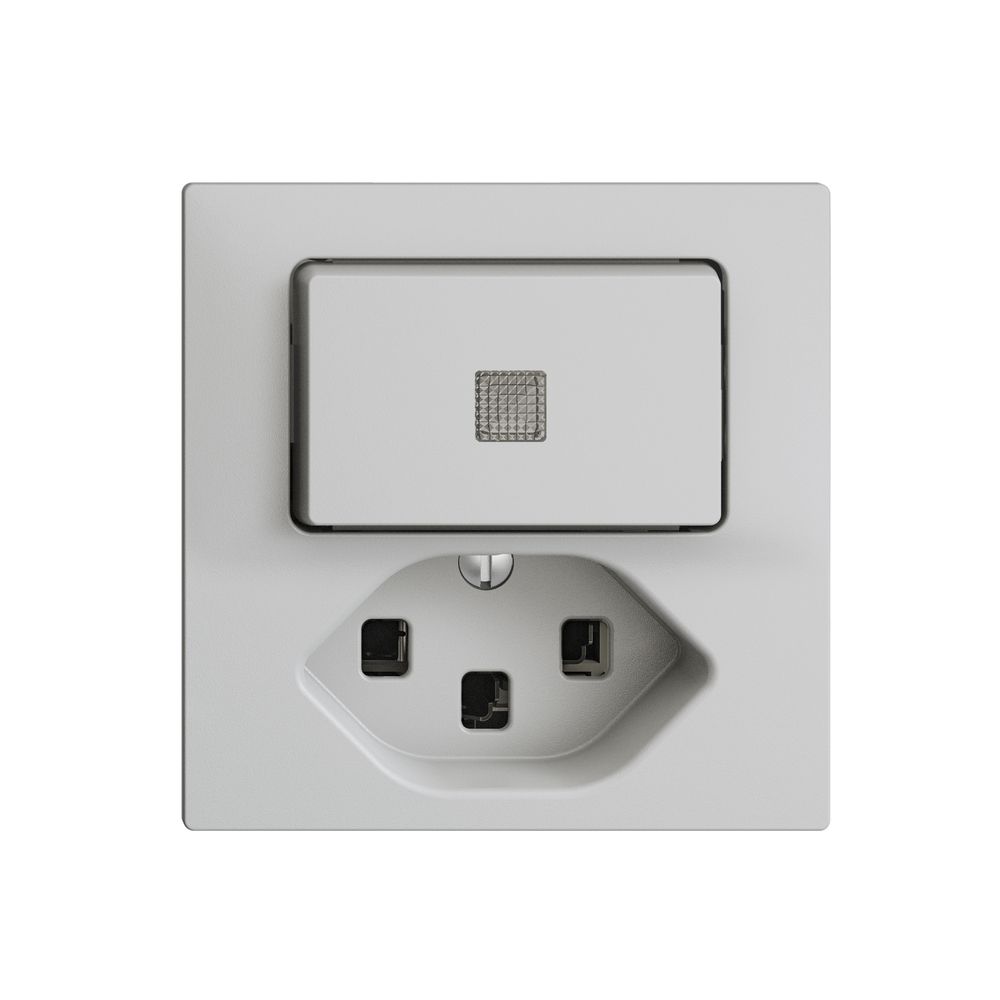 Leuchtkombination KS 3/1L+T23 hellgrau 16A EDIZIOdue mit Linse, LED gelb