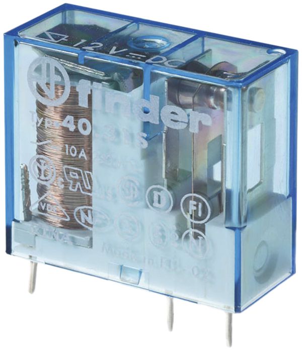 Relais commutation Finder 40, 1C 10A/9VDC AgCdO 3.5mm RT II