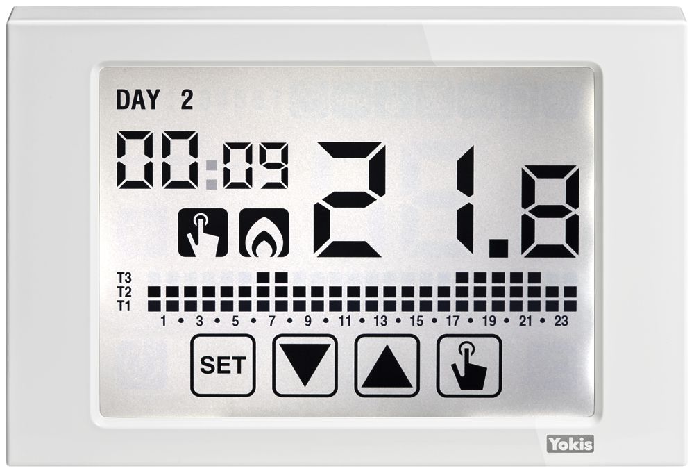 AP-RF-Raumthermostat Yokis THERMARP, LCD-Touch-Display, 2.4GHz, weiss