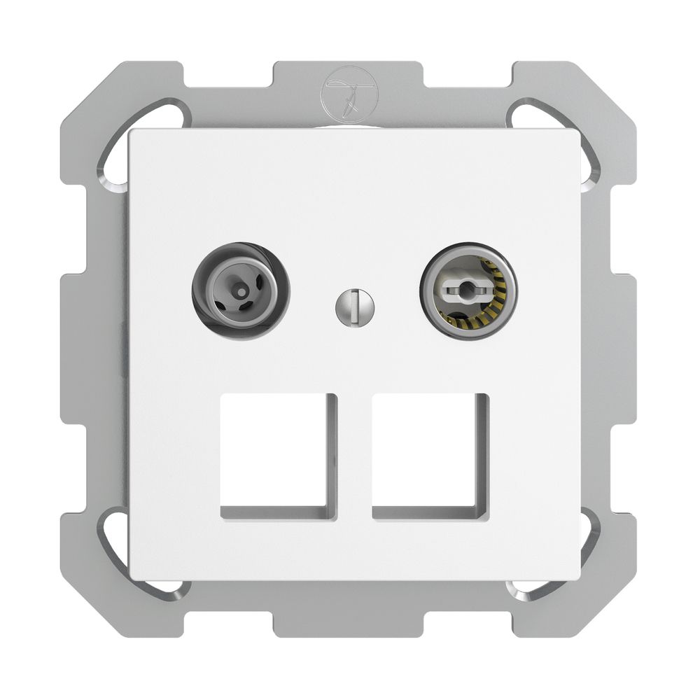 Prise multimédia 19dB ENC Edue FM, prise de passage, pour 2×RJ45 Keystone, blanc