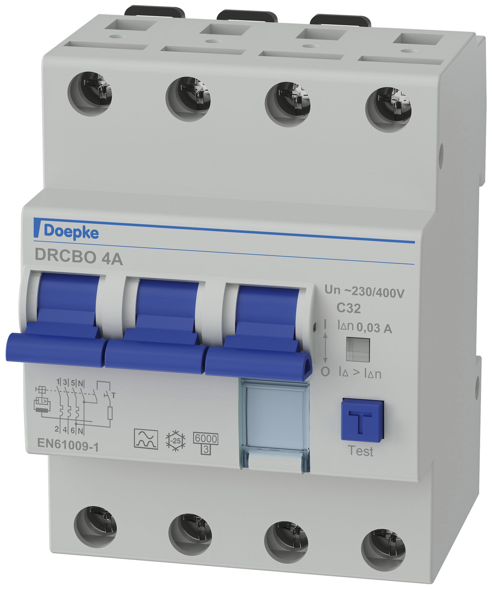 Disjoncteur différentiel Doepke DRCBO 4 3LN 32A C 30mA type A