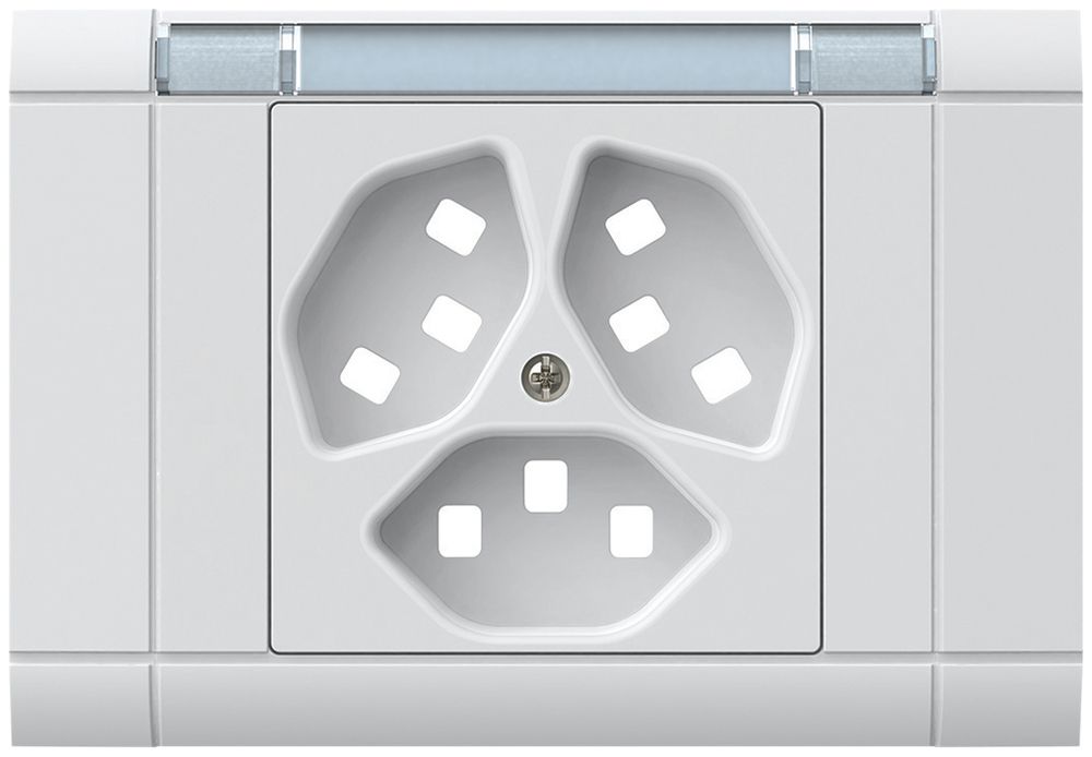 EB-Frontset kallysto, für EB-Steckdose 3×Typ 23, mit Bezeichnungsträger, weiss