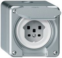 Presa AP robusto 1×T25 16A 400V 86×86mm IP21 alluminio