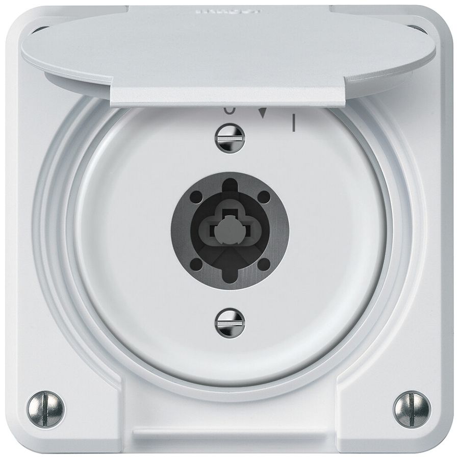 UP-Schlüsselschwenktaster robusto 1P 1NO 20A 250V 86×86mm weiss