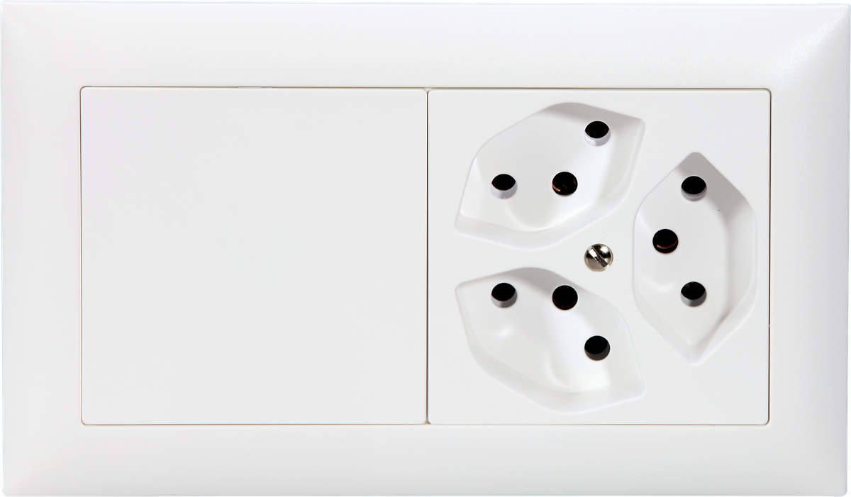 UP-Kombination Edue 1x2, Blind o. Schraube + 3xT13, ws