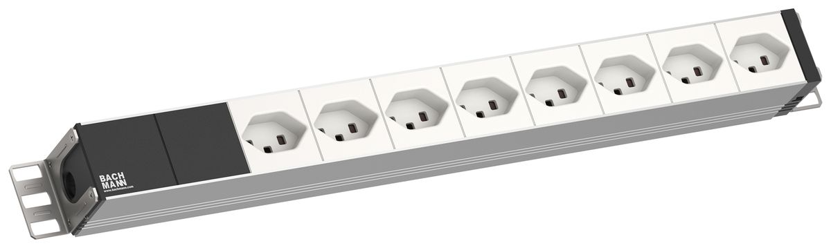 Presa multipla 19" BACHMANN 8×T23 3m 1UA bianco