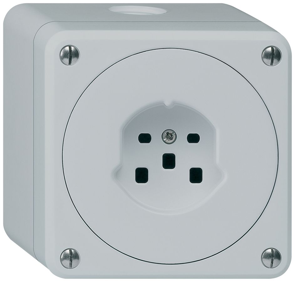 AP-Steckdose robusto Typ 25 grau ohne Klappdeckel
