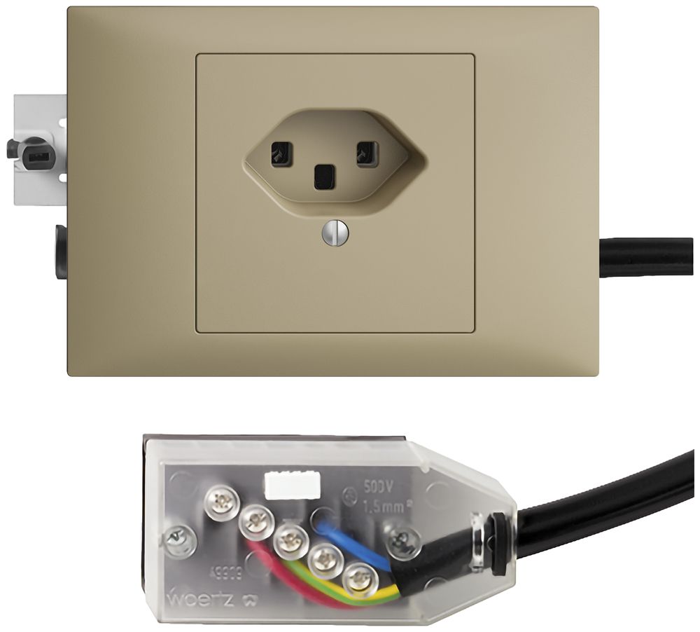 EB-Steckdose EDIZIOdue T23 L1 45…69mm sand für Flachkabel Technofil