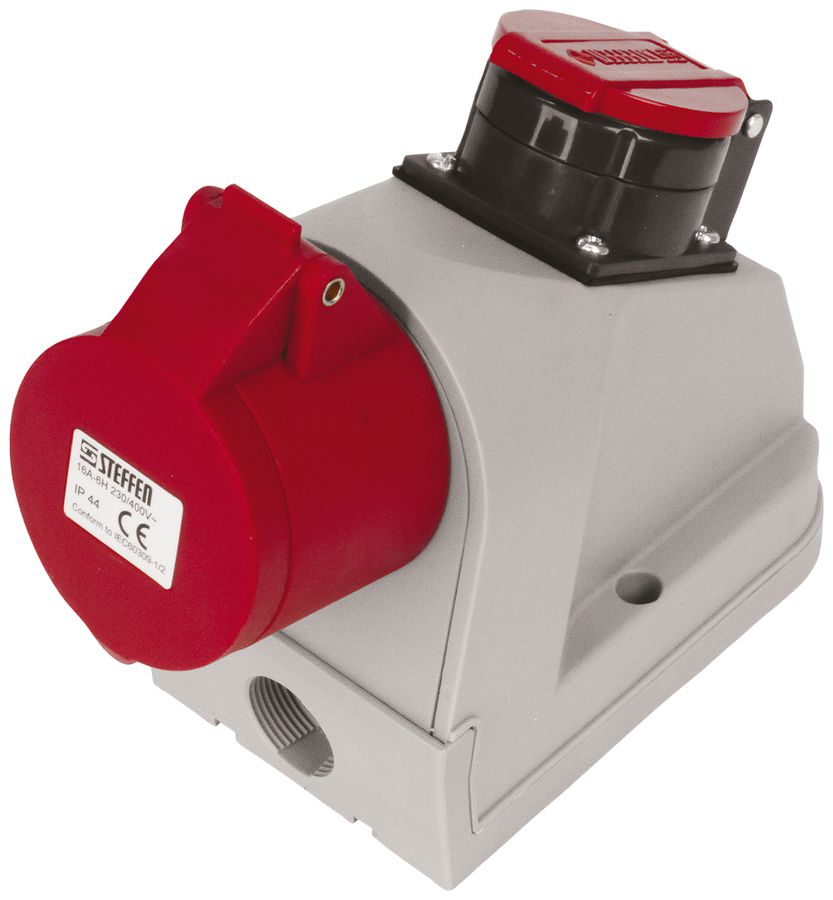 AP-Steckdose Steffen 1×CEE16 3LNPE 6h 400V+1×T25 IP44/IP55