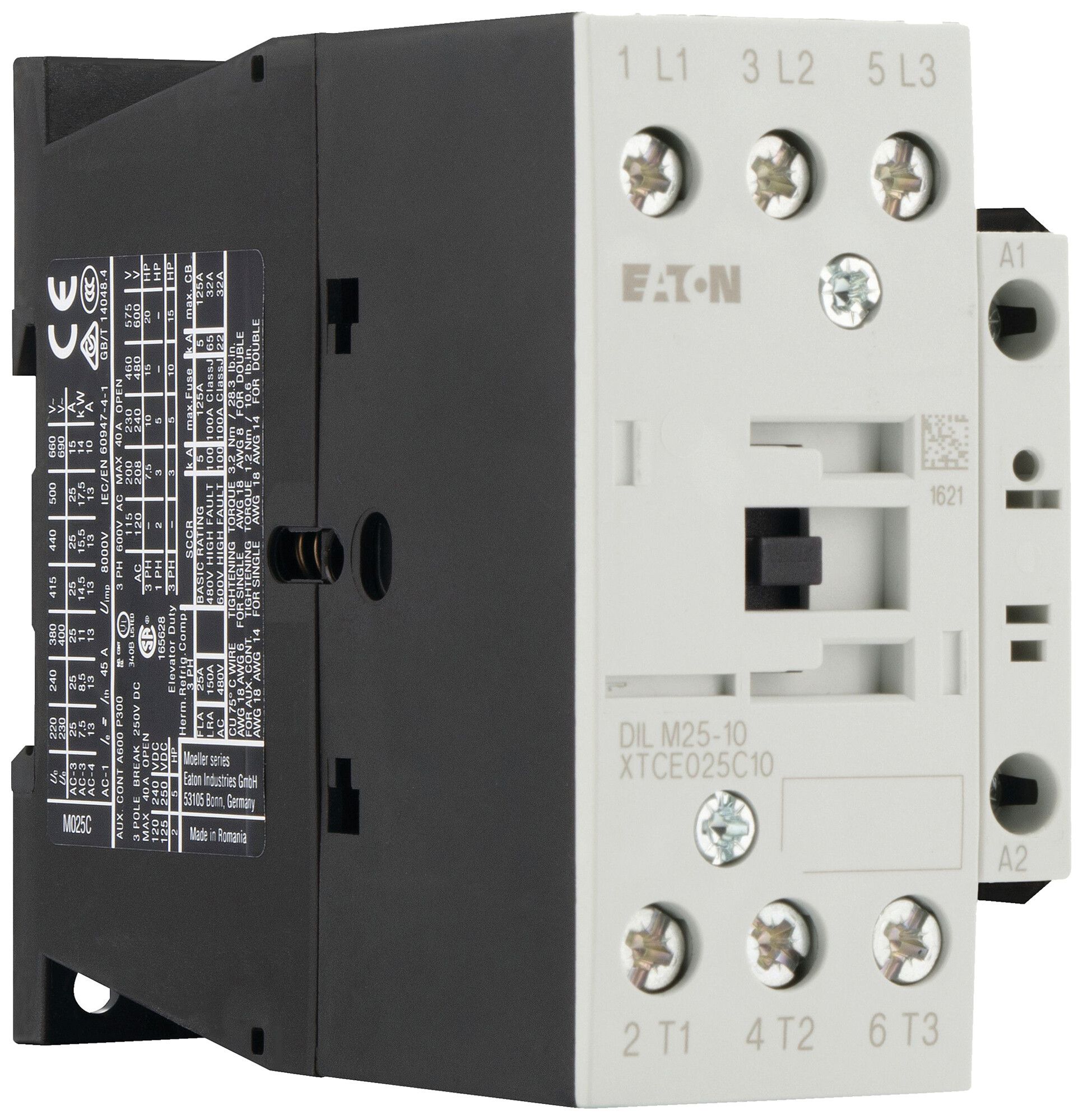 Contattore di potenza Eaton DILM25-10 24V AC 3NO 45A 25A 11kW 6kW 24…690V