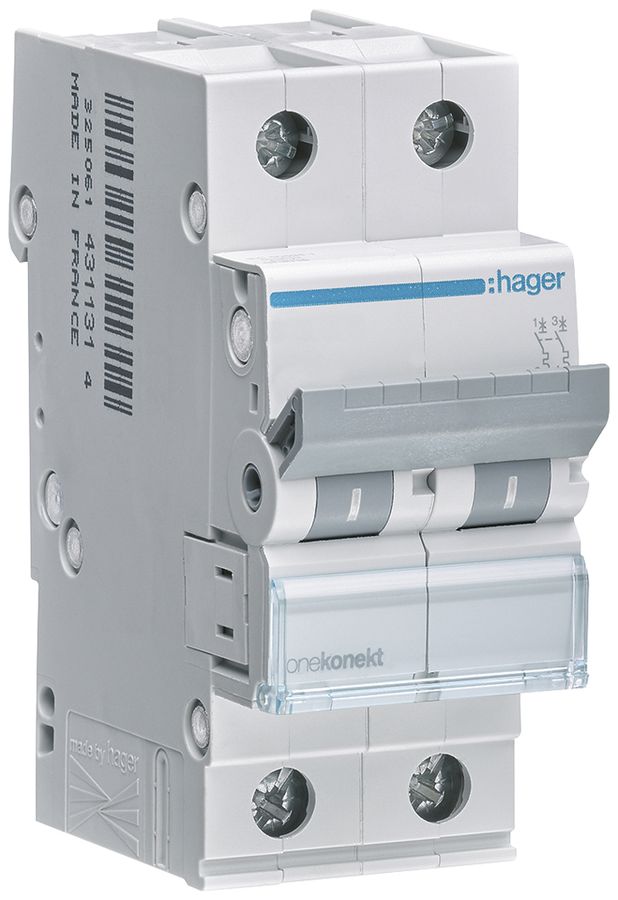 Disjoncteur Hager MCN 2P 415V type C 40A Icn 6kA 2UM