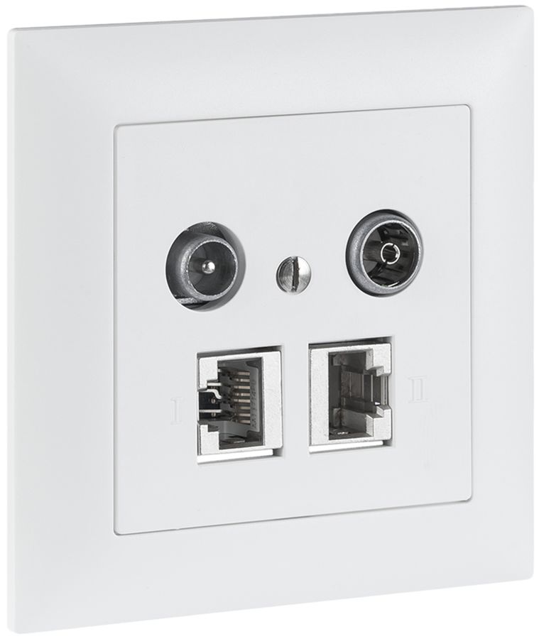 UP-Multimediadose R&M 2-Loch-11-sp-k. mit 2×RJ45 Kat.5E