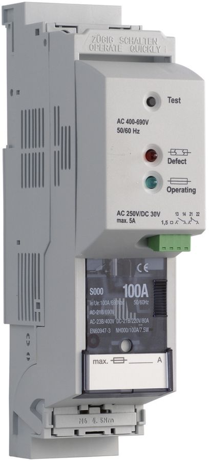 Coupe-circuit HPC weber.silas DIN000 690VAC 100A saillie/profilé ht/bas fusible