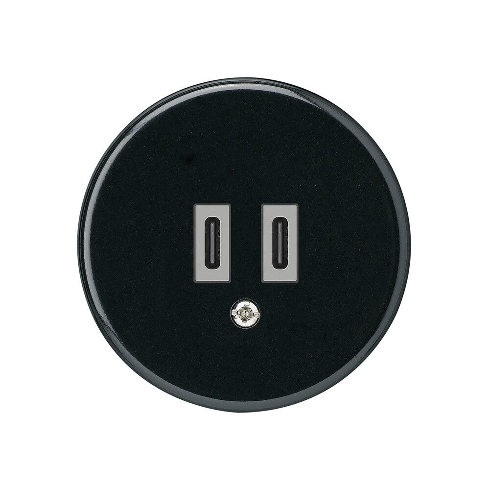 USB-Ladesteckdose Hager basico C-C 20W 5V schwarz