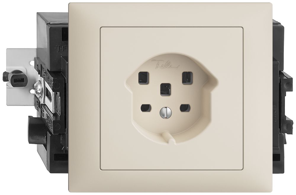 EB-Steckdose EDIZIOdue T25 16A crema, 53mm mit Steckklemme