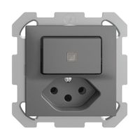 UP-Leuchtkombination A-R/1L+T13 dunkelgrau KS EDIZIOdue mit Linse, LED gelb