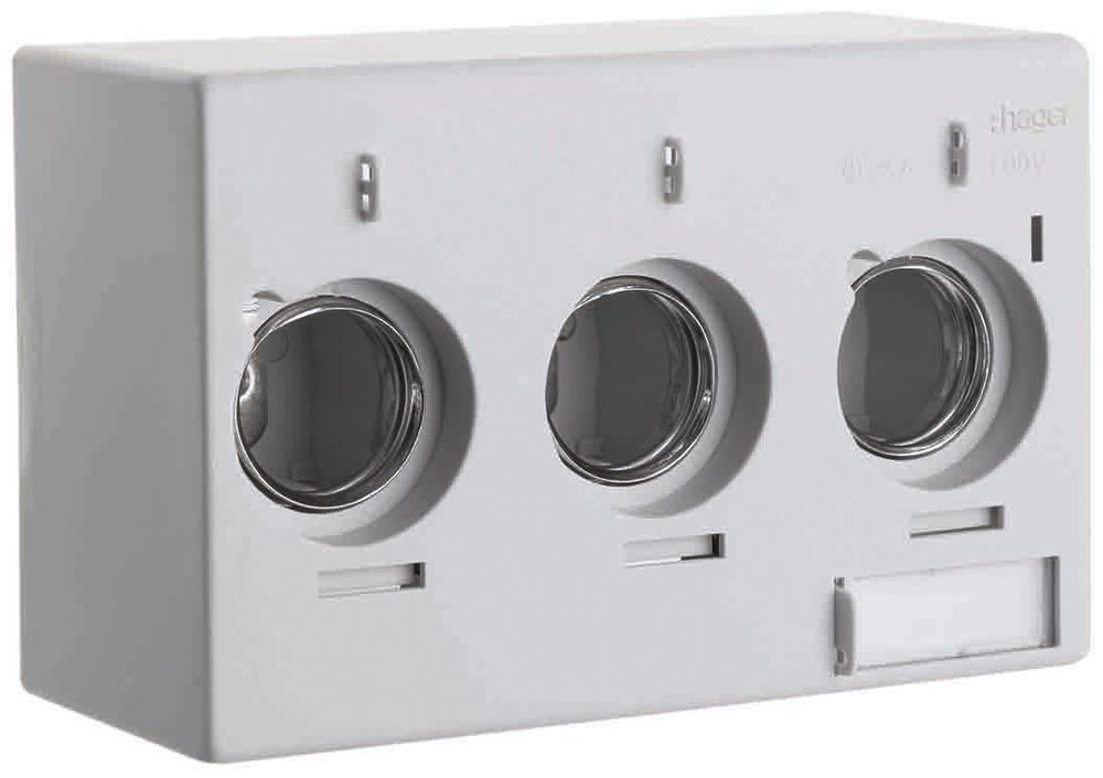 Portafusibile AP weber.uniline 3×63A DIN3 con copertura