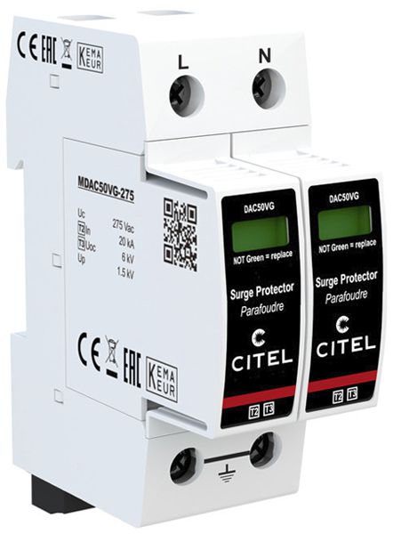 Überspannungsableiter  Citel DAC50VGS-20-275, Typ 2+3, 2-polig