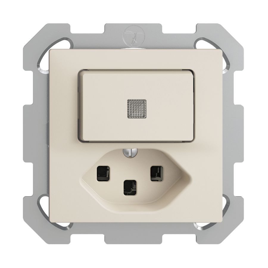 UP-Leuchtkombination 3/1L+T23 crema, LS EDIZIOdue mit Linse, LED gelb