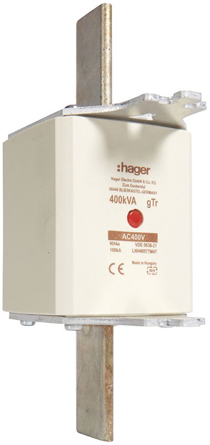 Fusible HPC Hager DIN4c 400VAC 577A 400kVA gTr avertisseur central inoxydable