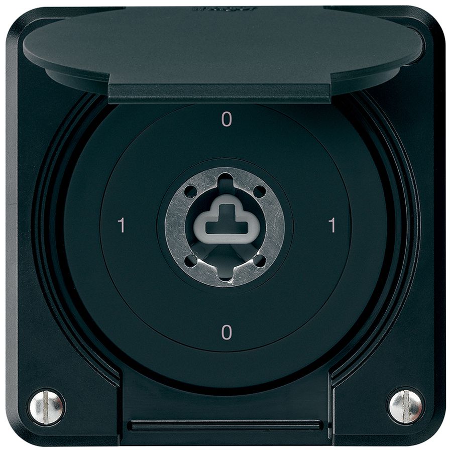 Interrupteur à clé ENC robusto IP55 avec clapet sans cylindre S0/2P noir