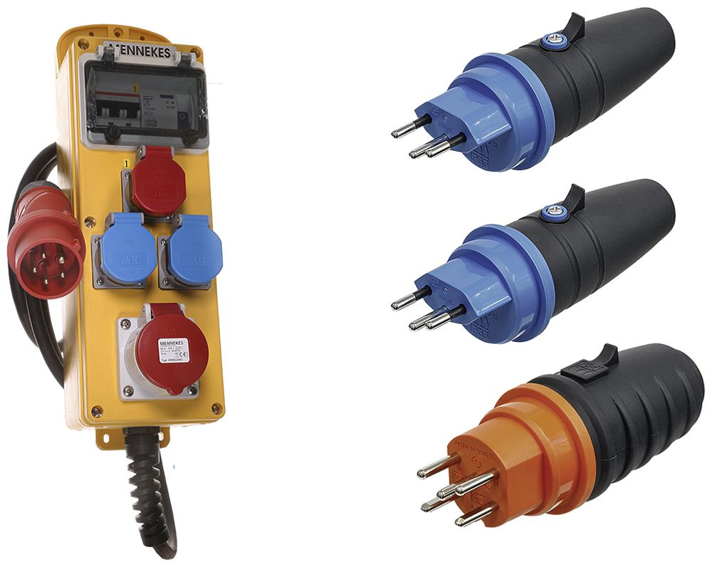 Stromverteiler-Set Mennekes EverGum-SET mit Stecker 2×T13+1×T15 IP55