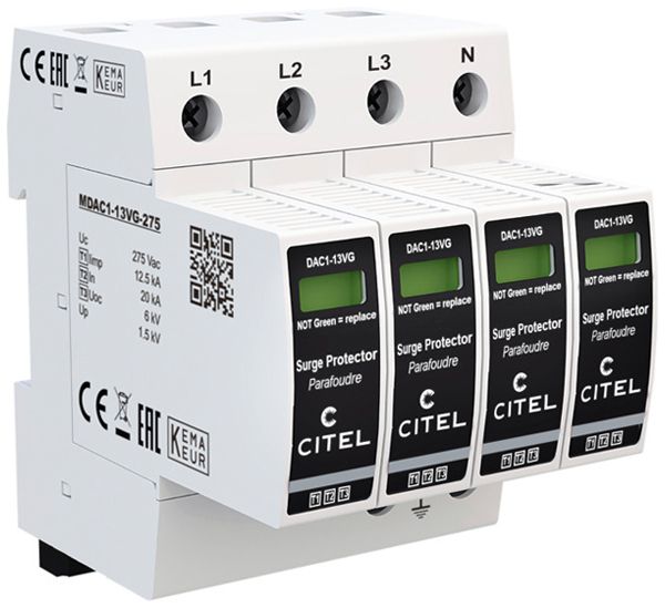 Blitzstromableiter  Citel DAC1-13VGS-40-275 Typ 1+2+3, 4-polig