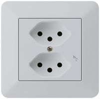 UP-Steckdose kallysto.trend 2×T13/1 hellgrau mit Kinderschutz