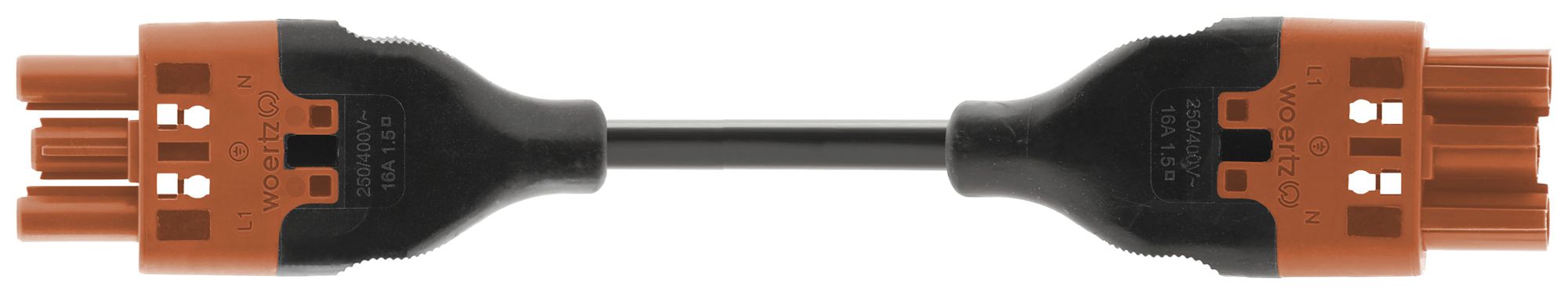 Verbindungsleitung Woertz 49343/C3 3×1.5mm² 250V 16A 10m or Buchse Stecker Cca