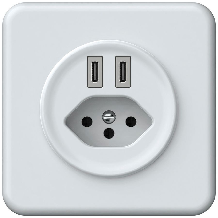 UP-USB-Ladesteckdose origin 2×USB-C 3000mA 5V mit Typ 13 weiss