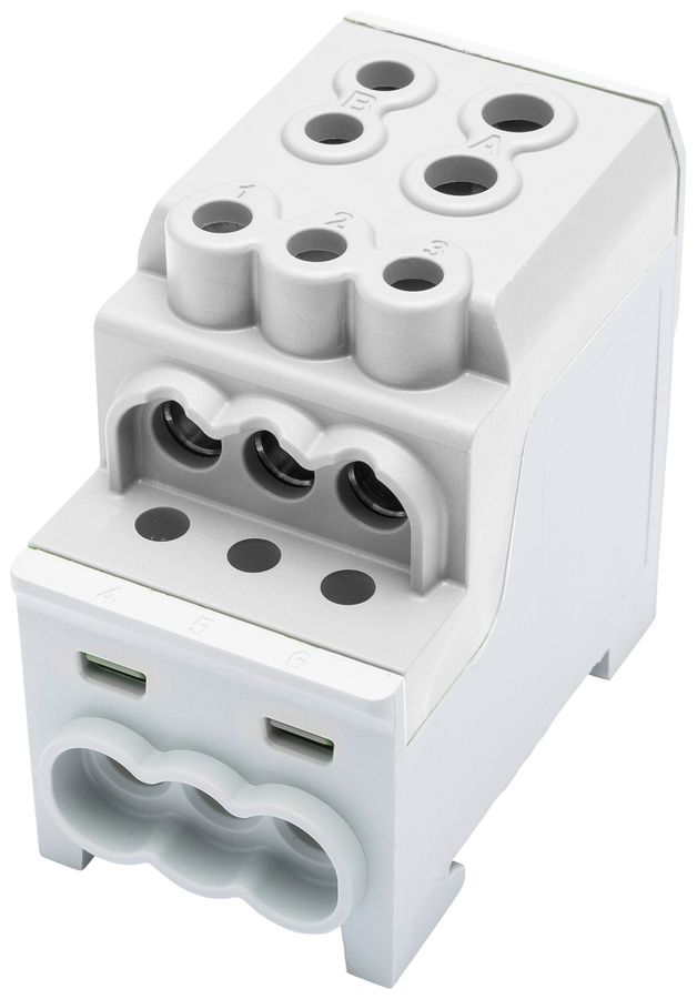 Bloc de distribution Bals UBV TYP C/A 1P 200A 1×entr 6×sort 1.5…35mm² 6…70mm² gr