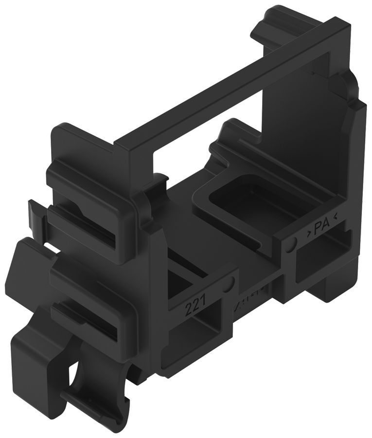 Befestigungsadapter WAGO 221 ohne Zugentlastung 10L×4mm² TH35 schwarz