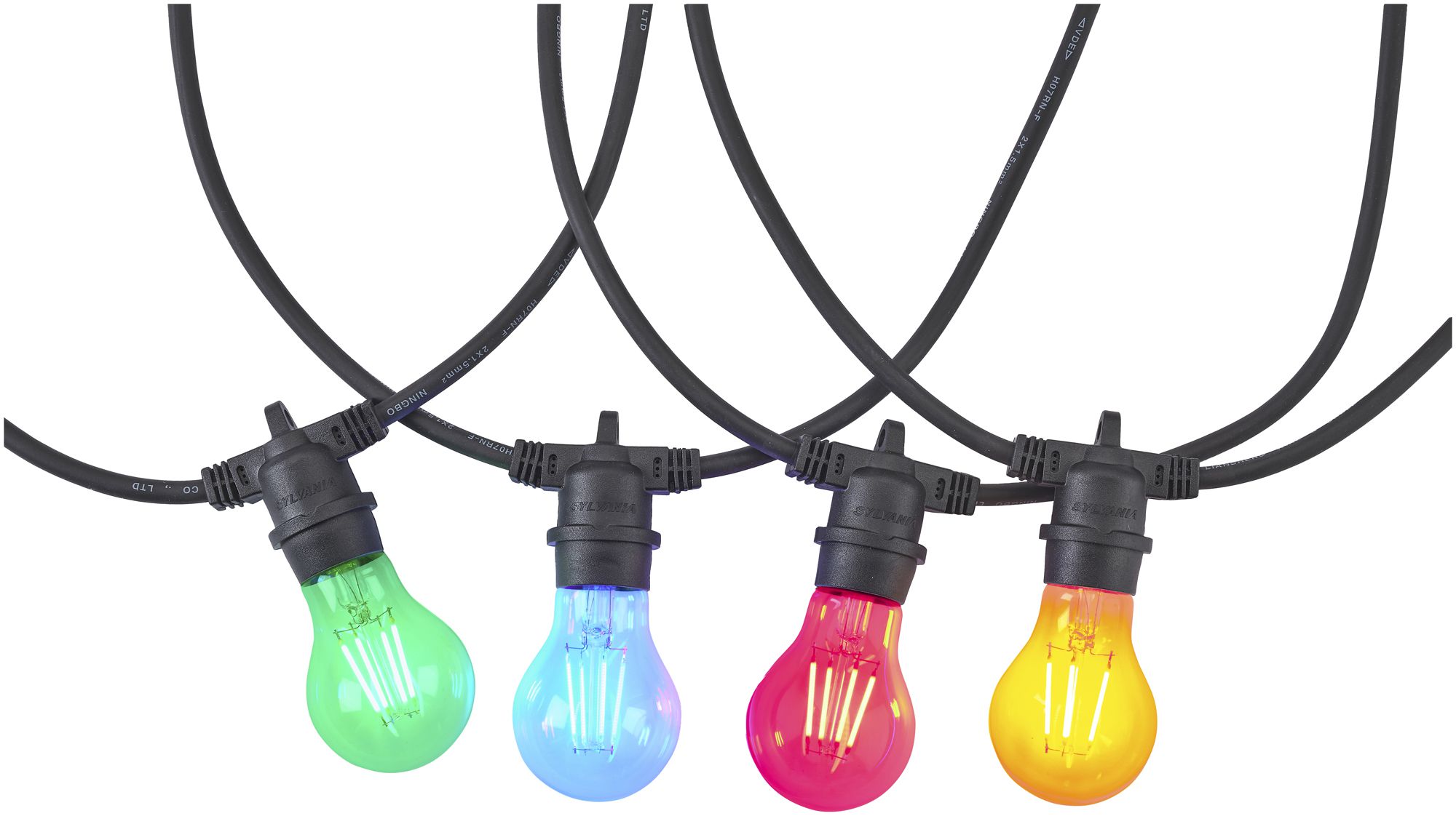 Girlande Sylvania YourHome 230V 12×E27 12×A60 farbig 12m IP54