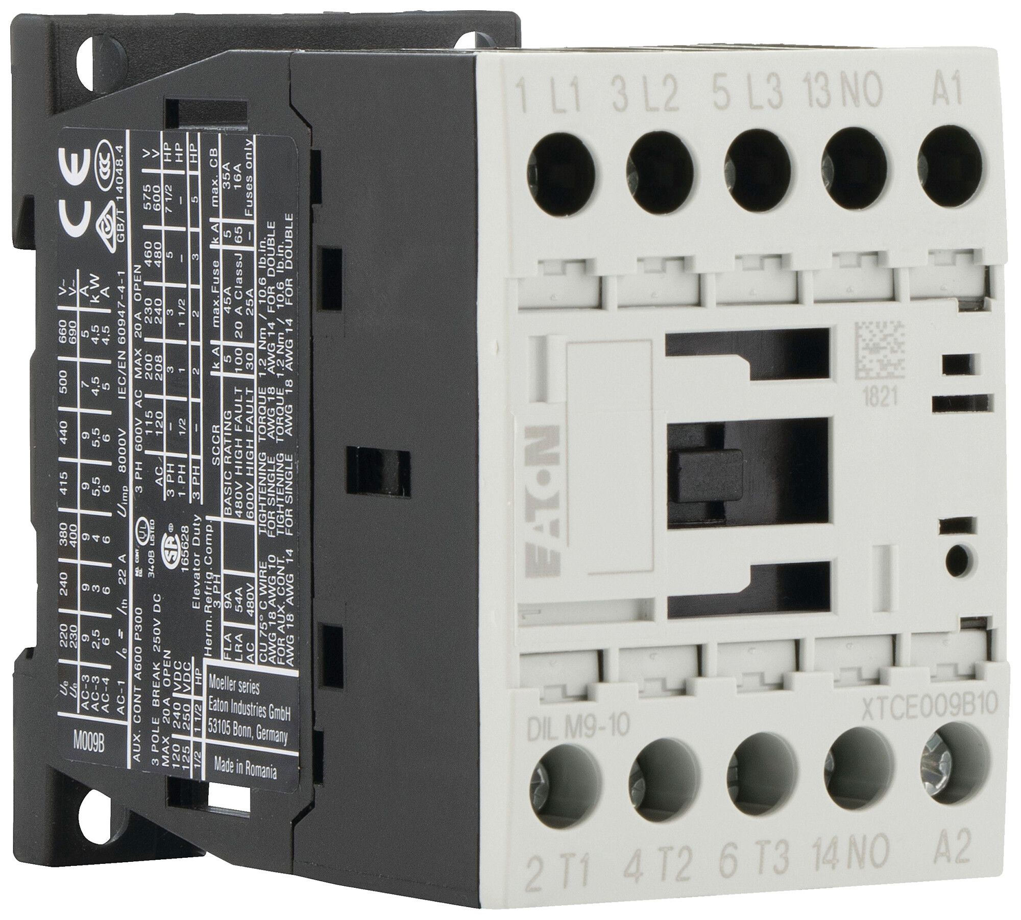 Contattore di potenza Eaton DILM9-10 110V DC 3NO 22A 9A 4kW 2.5kW 24…690V