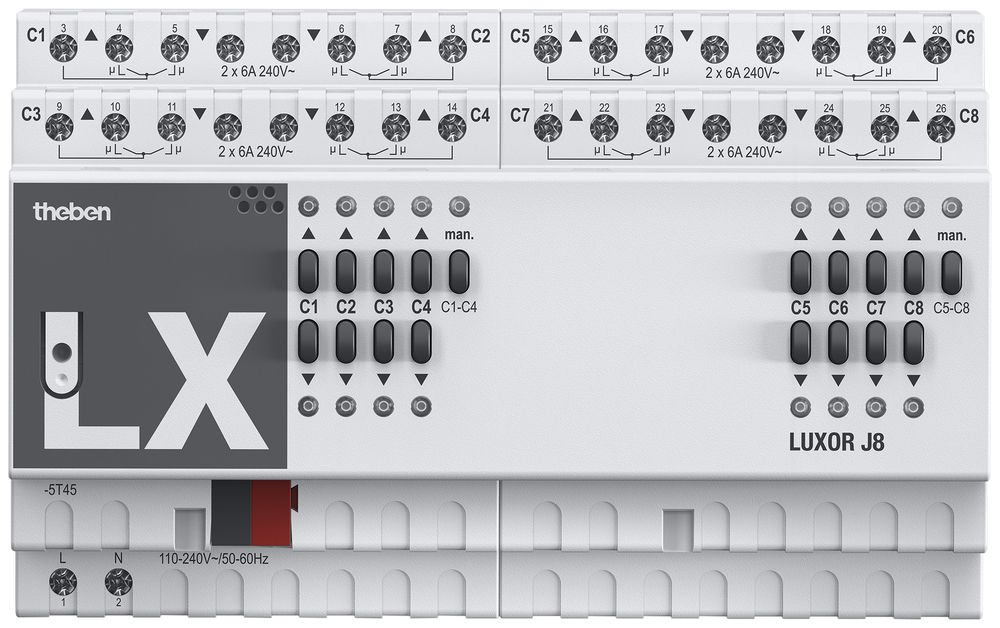 REG-Jalousieaktor KNX Theben LUXORliving 8-Kanal