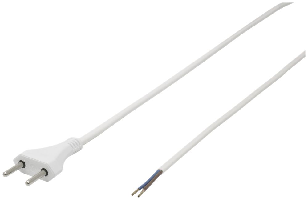 Apparate-Flachkabel Tdf 2×1mm² 5m weiss Stecker T11