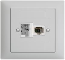 EB-Dose 1×T+T,1×RJ45/u 4P EDIZIOdue hellgrau ITplus ITM